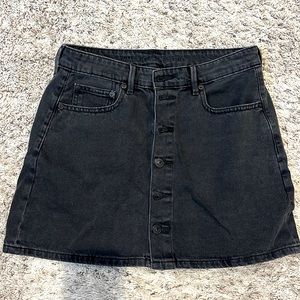 American Eagle black denim button front mini skirt